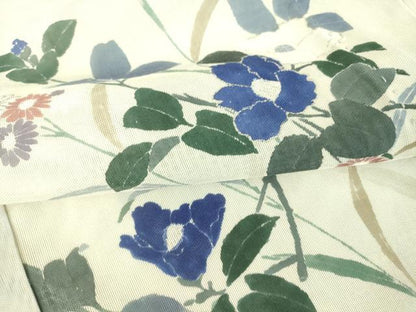 平和屋着物▽中国三大刺繍 スワトウ刺繍 汕頭刺繍 訪問着 無双 紗袷 紗×紗 草花文 手描き 暈し染め 正絹 逸品 DAAT9494az