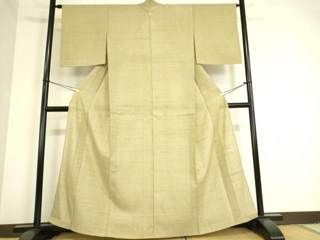 平和屋着物▽生紬 単衣 木蘭色 正絹 逸品 DAAT9496az
