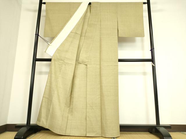 平和屋着物▽生紬 単衣 木蘭色 正絹 逸品 DAAT9496az