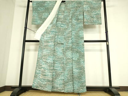 平和屋着物▽上質な小紋 単衣 霞文 正絹 逸品 DAAT9498az