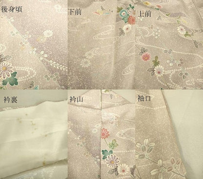 平和屋着物▽上質な小紋　単衣　流水花文　金彩　正絹　逸品　DAAT9499az