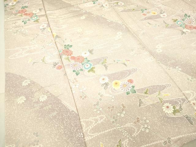 平和屋着物▽上質な小紋　単衣　流水花文　金彩　正絹　逸品　DAAT9499az