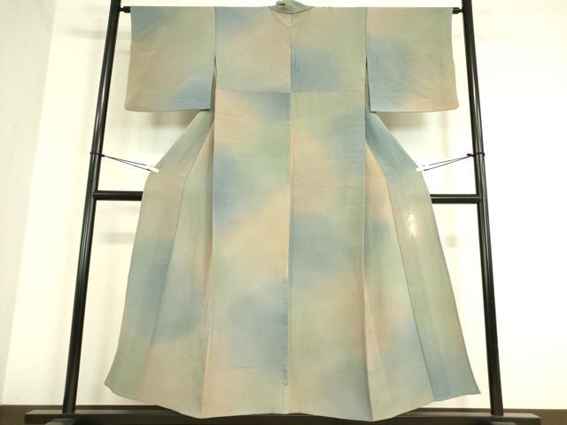 平和屋着物▽染色作家　斉藤三才　小紋　単衣　霞文　暈し染め　正絹　逸品　DAAT9505az