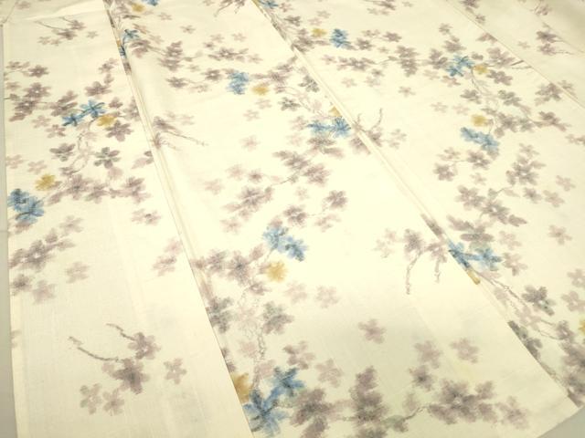 平和屋着物▽上質な紬 単衣 枝花文 正絹 逸品 DAAT9507az