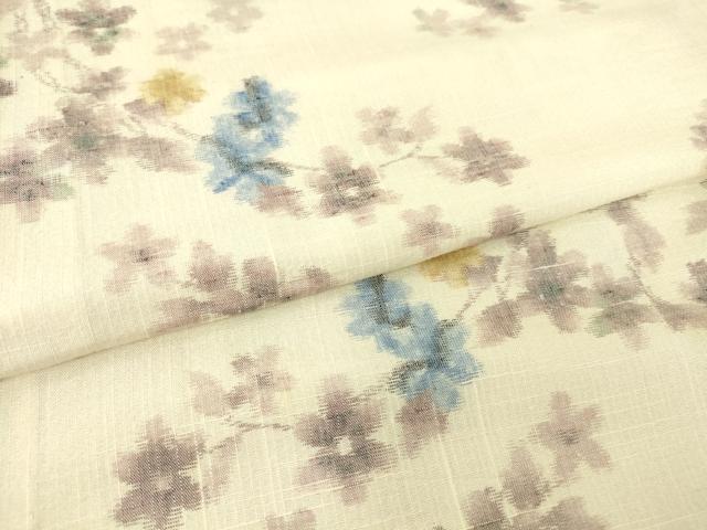 平和屋着物▽上質な紬 単衣 枝花文 正絹 逸品 DAAT9507az