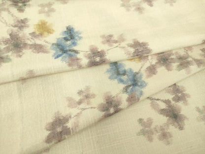 平和屋着物▽上質な紬 単衣 枝花文 正絹 逸品 DAAT9507az
