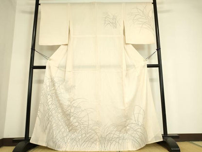 平和屋着物▽訪問着 無双 紗袷 紋紗×絽 草葉文 正絹 逸品 DAAT9509az