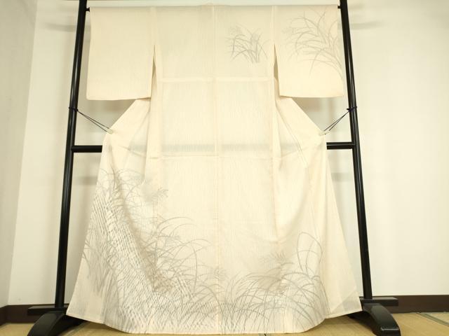 平和屋着物▽訪問着 無双 紗袷 紋紗×絽 草葉文 正絹 逸品 DAAT9509az