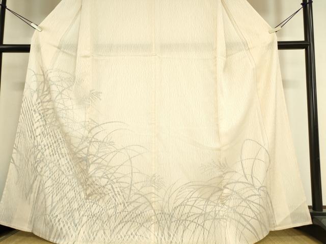 平和屋着物▽訪問着 無双 紗袷 紋紗×絽 草葉文 正絹 逸品 DAAT9509az