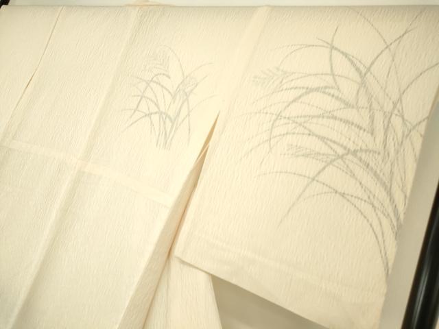 平和屋着物▽訪問着 無双 紗袷 紋紗×絽 草葉文 正絹 逸品 DAAT9509az