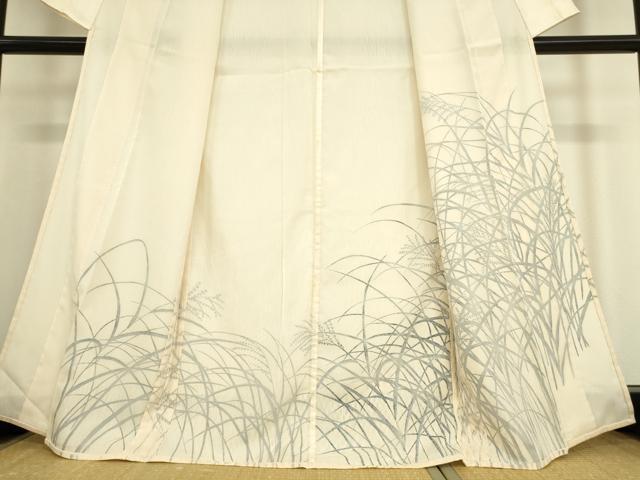 平和屋着物▽訪問着 無双 紗袷 紋紗×絽 草葉文 正絹 逸品 DAAT9509az