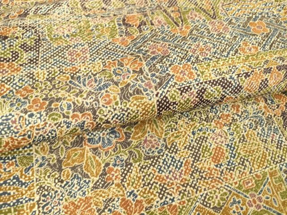 平和屋着物▽本場染大島紬 単衣 更紗花文 正絹 逸品 DAAT9510az