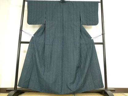 平和屋着物▽上質な紬 単衣 亀甲間道 100亀甲 正絹 逸品 DAAT9512az
