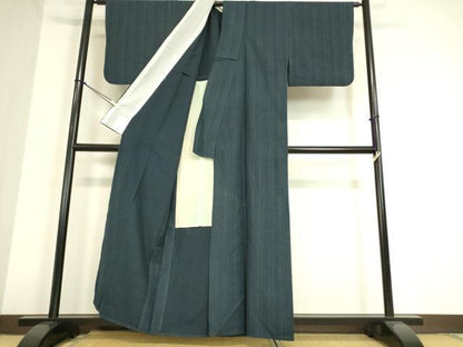 平和屋着物▽上質な紬 単衣 亀甲間道 100亀甲 正絹 逸品 DAAT9512az