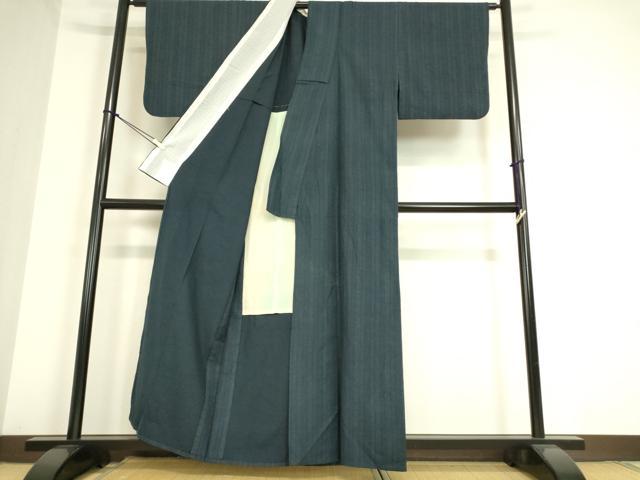 平和屋着物▽上質な紬 単衣 亀甲間道 100亀甲 正絹 逸品 DAAT9512az