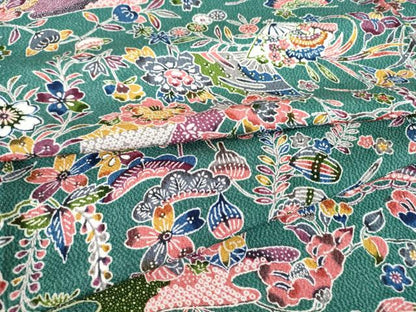平和屋着物▽上質な小紋　単衣　型染め　吉祥花文　鬼しぼ縮緬　正絹　逸品　DAAT9513az
