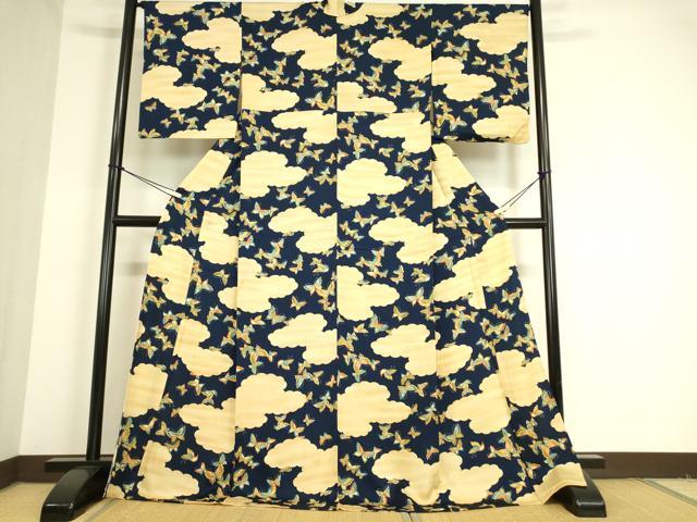 平和屋着物▽上質な小紋 単衣 舞蝶文 正絹 逸品 未使用 DAAT9517az