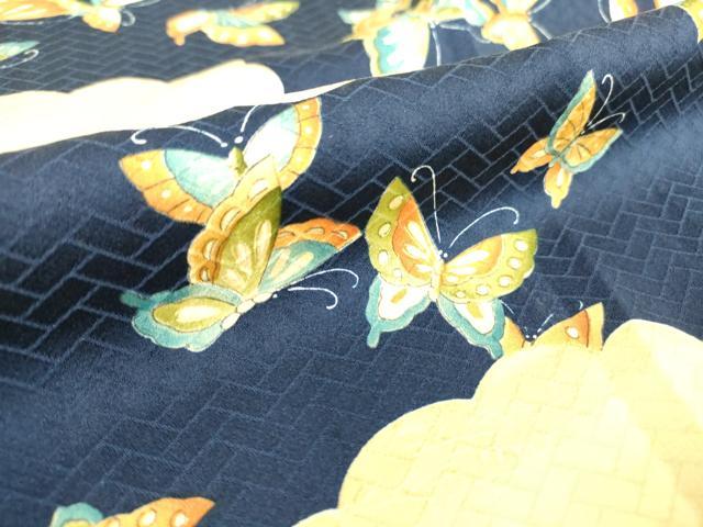 平和屋着物▽上質な小紋 単衣 舞蝶文 正絹 逸品 未使用 DAAT9517az