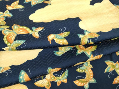 平和屋着物▽上質な小紋 単衣 舞蝶文 正絹 逸品 未使用 DAAT9517az
