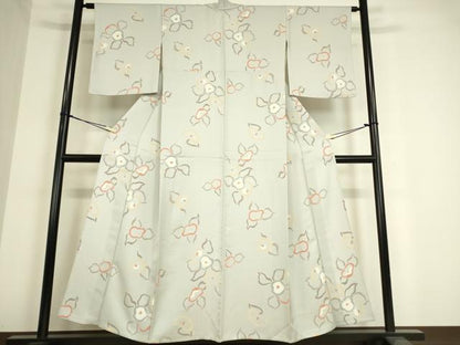 平和屋着物▽上質な小紋 単衣 光琳椿 正絹 逸品 DAAT9518az