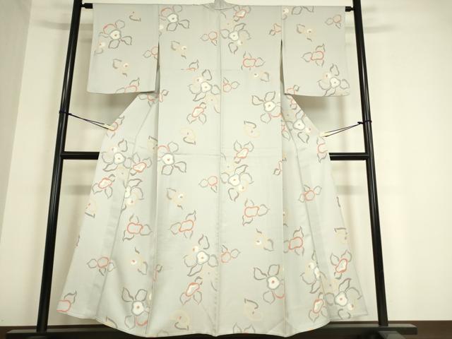 平和屋着物▽上質な小紋 単衣 光琳椿 正絹 逸品 DAAT9518az