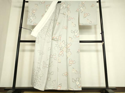 平和屋着物▽上質な小紋 単衣 光琳椿 正絹 逸品 DAAT9518az