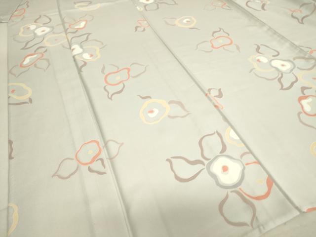 平和屋着物▽上質な小紋 単衣 光琳椿 正絹 逸品 DAAT9518az