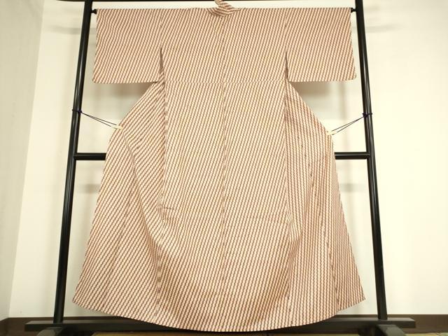 平和屋着物▽上質な紬 単衣 矢羽文 正絹 逸品 DAAT9520az