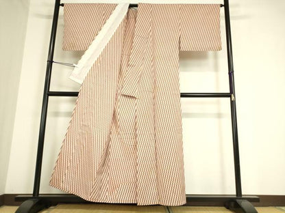平和屋着物▽上質な紬 単衣 矢羽文 正絹 逸品 DAAT9520az