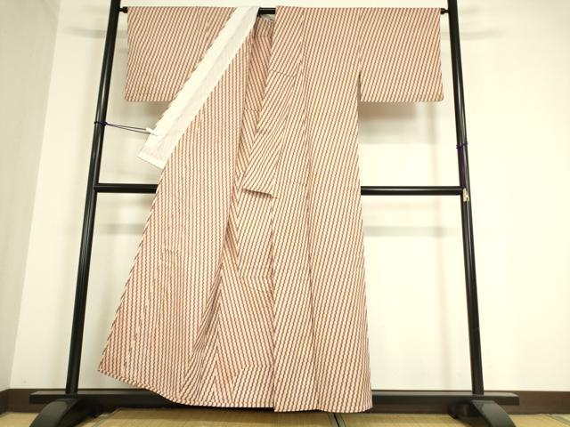 平和屋着物▽上質な紬 単衣 矢羽文 正絹 逸品 DAAT9520az