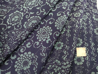 平和屋着物▽上質な小紋 単衣 作家物 型染め 牡丹唐草文 正絹 逸品 DAAT9522az