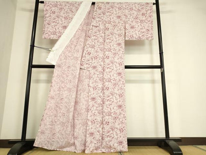 平和屋着物▽小紋 単衣 更紗花文 洗える着物 DAAT9526az
