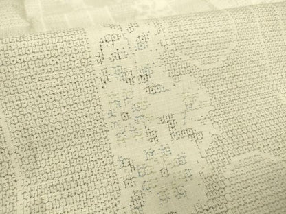 平和屋着物▽結城紬 単衣 花間道 100亀甲 正絹 逸品 DAAT9528az