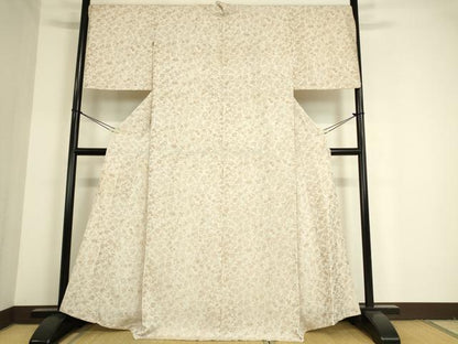 平和屋着物▽上質なお召 単衣 草花文 やまと誂製 正絹 逸品 DAAT9533az
