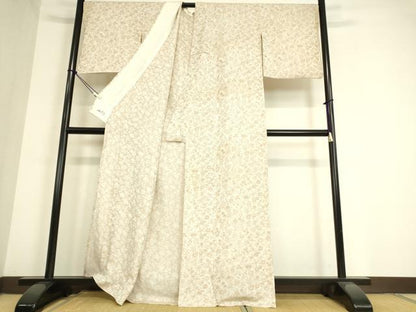 平和屋着物▽上質なお召 単衣 草花文 やまと誂製 正絹 逸品 DAAT9533az