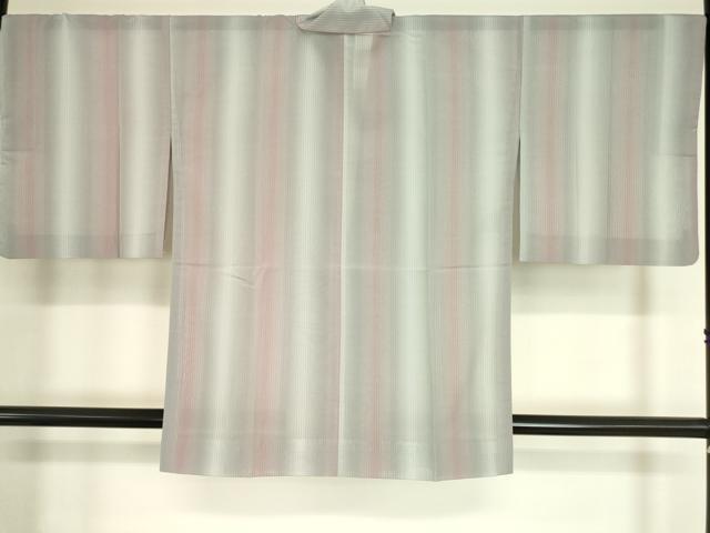 平和屋着物▽道中着 スリーシーズン 春夏秋 塵除け 斜 縞 正絹 逸品 DAAT9535az
