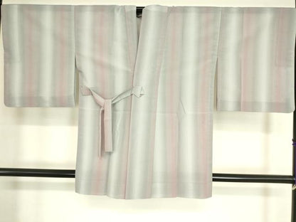 平和屋着物▽道中着 スリーシーズン 春夏秋 塵除け 斜 縞 正絹 逸品 DAAT9535az