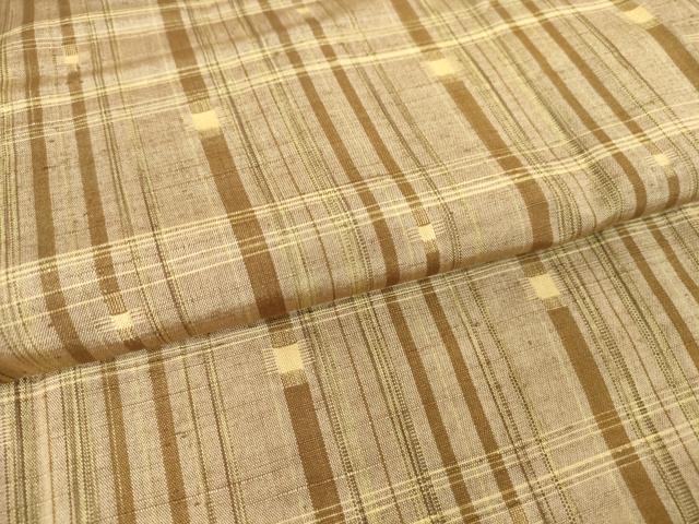 平和屋着物▽上質な紬 単衣 格子 正絹 逸品 DAAT9636az