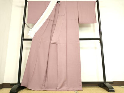 平和屋着物▽上質な色無地　単衣　梅鼠色　正絹　逸品　DAAT9640az