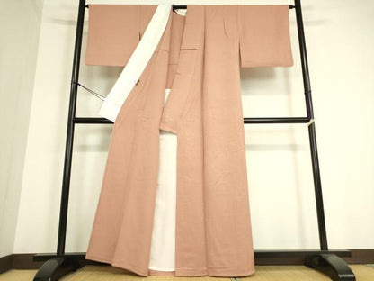 平和屋着物▽上質な色無地　単衣　退紅色　正絹　逸品　DAAT9642az