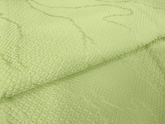 平和屋着物▽上質な色無地 単衣 霞地紋 若菜色 正絹 逸品 DAAT9644az