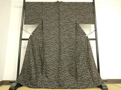 平和屋着物▽本場大島紬 単衣 梅雨芝文 正絹 逸品 未使用 DAAT9646az