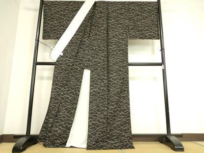 平和屋着物▽本場大島紬 単衣 梅雨芝文 正絹 逸品 未使用 DAAT9646az