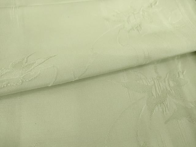 平和屋着物▽上質な色無地 単衣 草花地紋 青磁鼠色 正絹 逸品 DAAT9648az