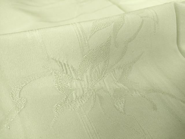 平和屋着物▽上質な色無地 単衣 草花地紋 青磁鼠色 正絹 逸品 DAAT9648az