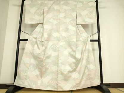 平和屋着物▽上質な紬 単衣 流水文 正絹 逸品 DAAT9649az
