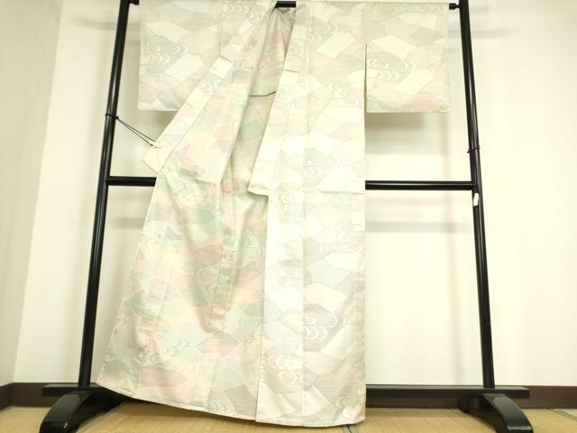 平和屋着物▽上質な紬 単衣 流水文 正絹 逸品 DAAT9649az