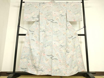 平和屋着物▽小紋 単衣 辻が花 金彩 洗える着物 DAAT9650az