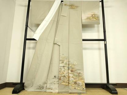 平和屋着物▽訪問着 単衣 作家物 日本三景 宮島 暈し染め 金銀彩 正絹 逸品 DAAT9652az