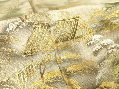 平和屋着物▽訪問着 単衣 作家物 日本三景 宮島 暈し染め 金銀彩 正絹 逸品 DAAT9652az